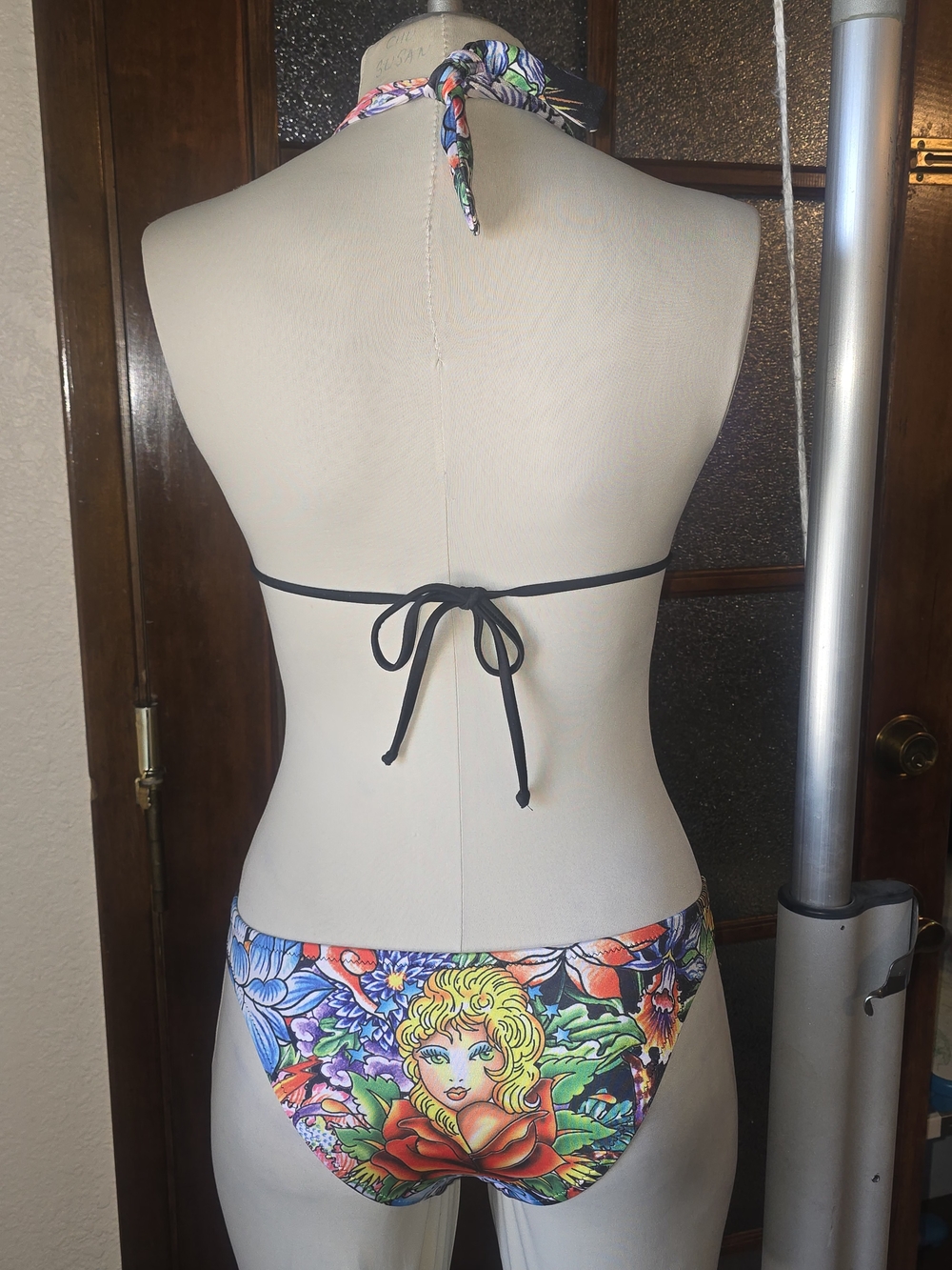 Ed Hardy Black Floral Tattoo Print Bikini X Christian Audigier - Picture 4 of 10